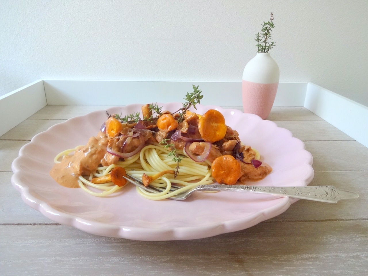 Spaghetti in Tomaten-Rahm mit Pfifferlingen – Food-Redaktion